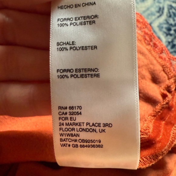 UO Lucy Velvet Lace Trim Mini Slip Skirt Rust Orange - Picture 12 of 12